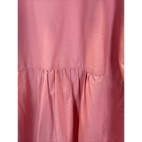 NEW Free People Button Down Lantern Sleeve Poplin Shirt Pink Oversized size‎ L - Picture 4 of 14